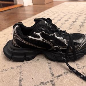 Balenciaga Black and Silver Athletic Shoes